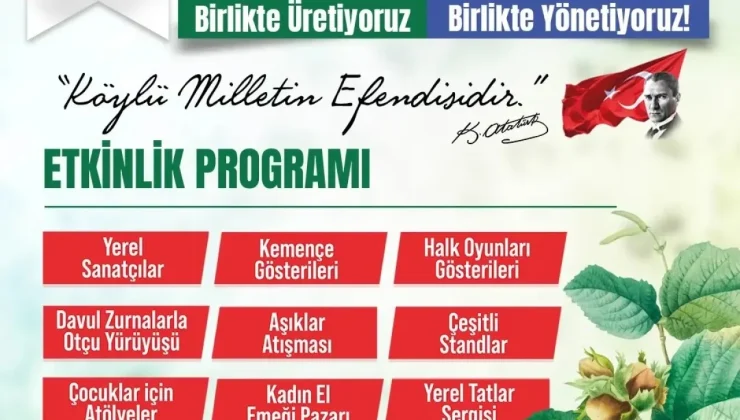 Samsun Atakum Belediyesi’nin Organize Ettiği “1. Fındık Festivali”, 29 Eylül’de..