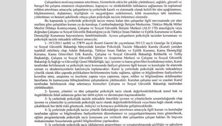 Psikolojik Taciz Genelgesi.!