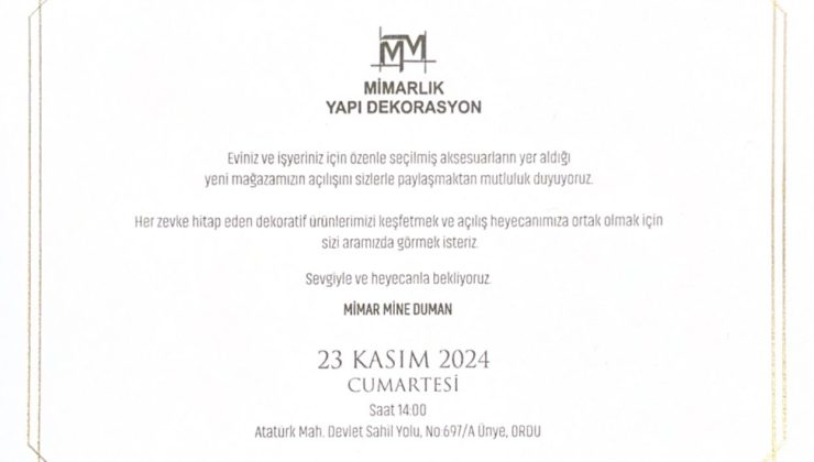 Mimar Mine Duman 23 Kasımda Yeni Mağazasını Açıyor